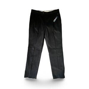 Haspel Corduroy Pants Men's 40X37 Unhemmed Black Cotton Pleated Straight Leg NWT